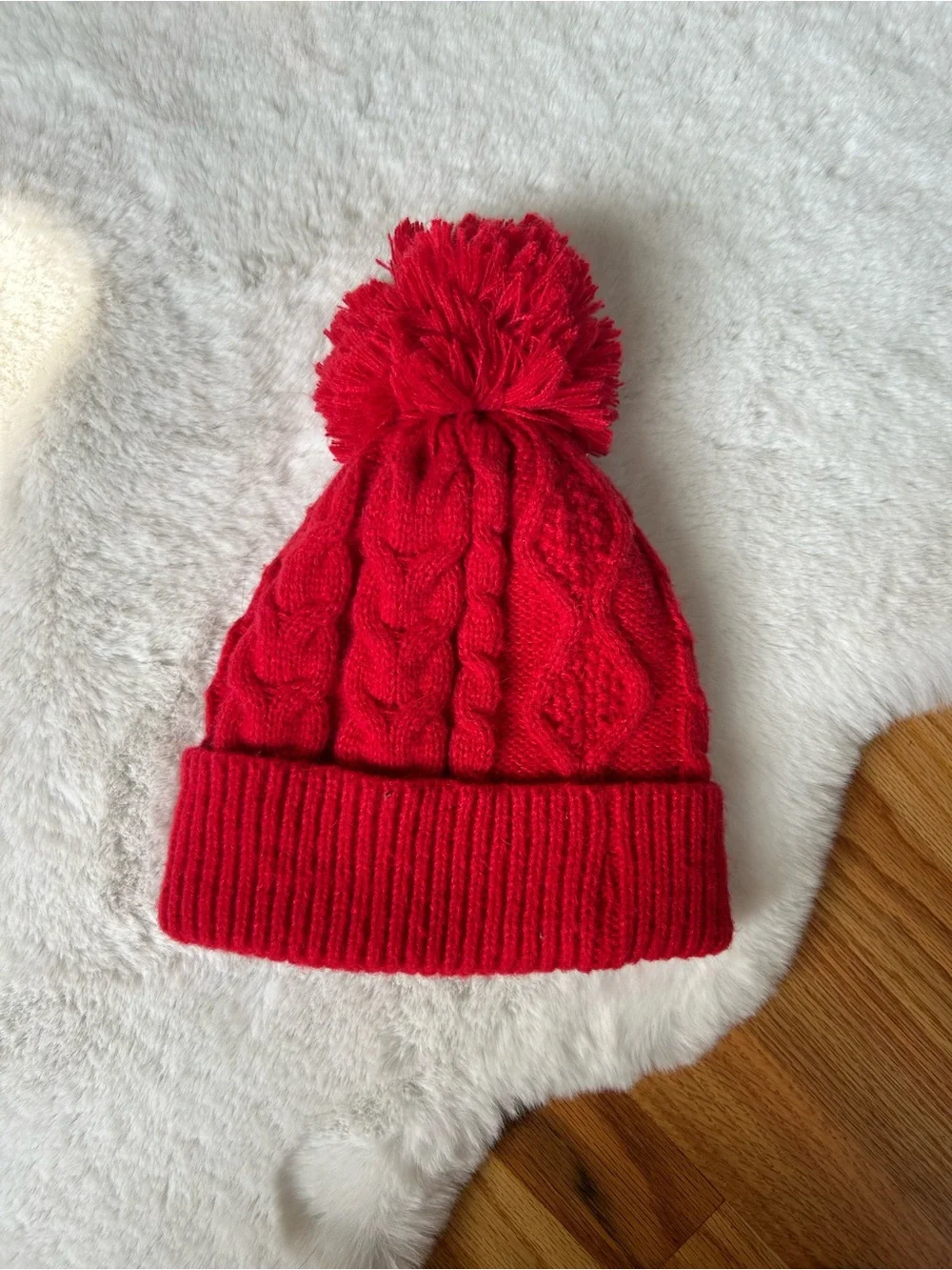 Sonoma Red Knit Pom Beanie Hat for Women